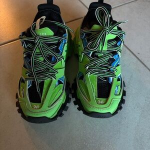 Authentic Balenciaga  Neon Green and Blue Track Sneakers